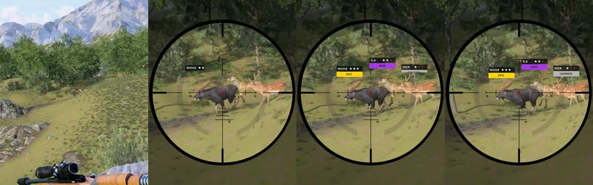 Four frames from the deer creative at the same four moments